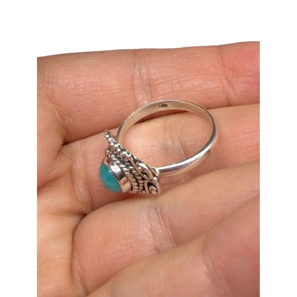 Sleeping Beauty Turquoise Ring Size 7.5 Solid 925 Sterling Silver